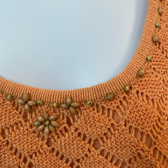 NWT Sigrid Olsen Beaded Knit Sweater Tank Top Peach Size Medium - Picture 4 of 6